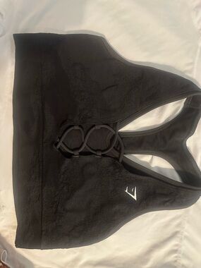 Gymshark Black Racerback Sports Bra with Front Ring Detail